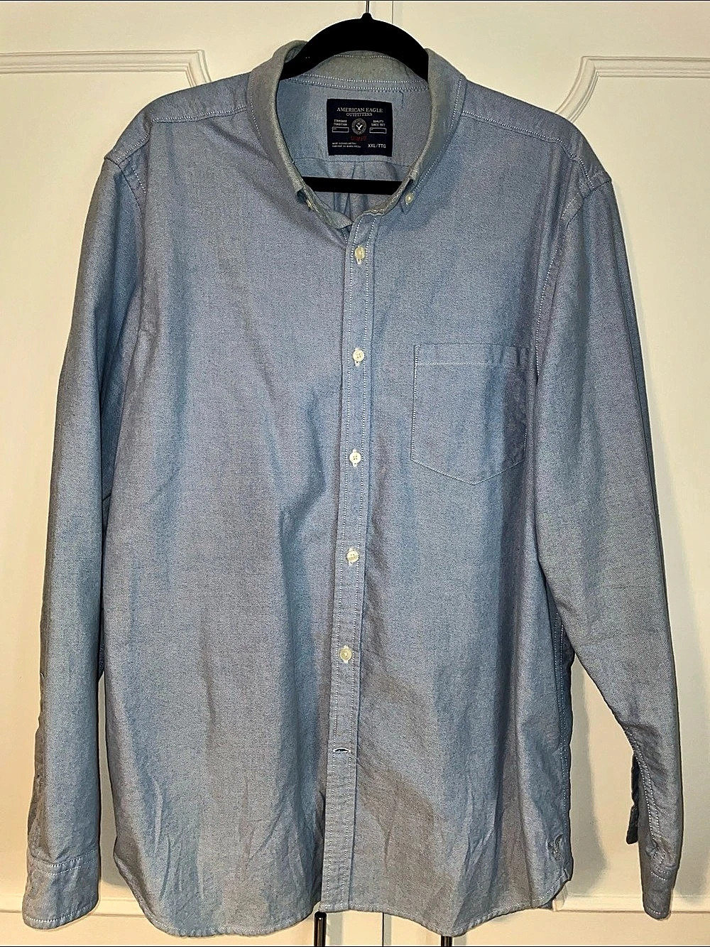 American Eagle Outfitters Slim Fit Oxford Button-Down Shirt Blue XXL